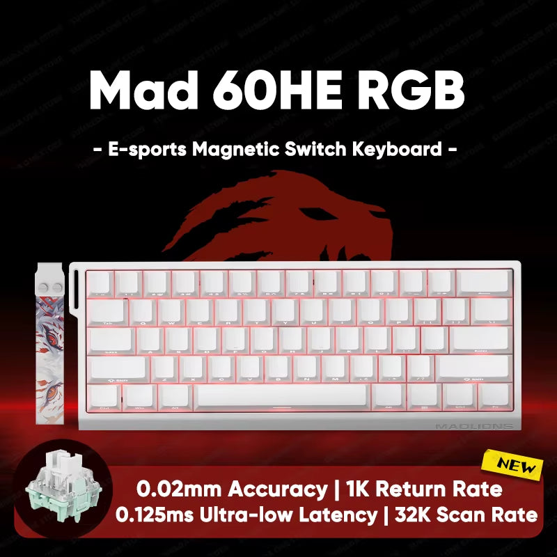 Madlions Mad 60He Mad 68He 68Pro Wired Mechanical Keyboard Gaming Magnetic Switch RT 0.01Mm 8K Polling Rate RGB Hotswap Keyboard