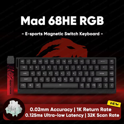 Madlions Mad 60He Mad 68He 68Pro Wired Mechanical Keyboard Gaming Magnetic Switch RT 0.01Mm 8K Polling Rate RGB Hotswap Keyboard