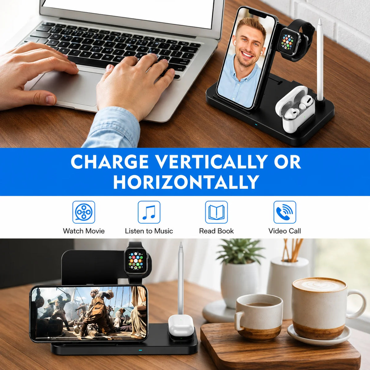 4 in 1 Wireless Charger Charging Station Stand