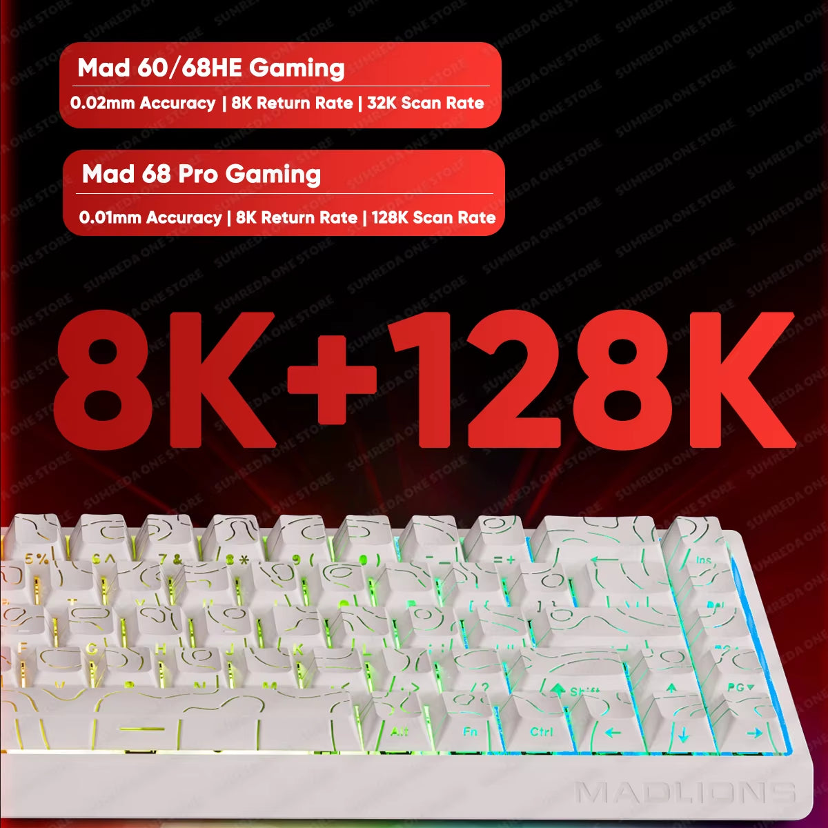 Madlions Mad 60He Mad 68He 68Pro Wired Mechanical Keyboard Gaming Magnetic Switch RT 0.01Mm 8K Polling Rate RGB Hotswap Keyboard